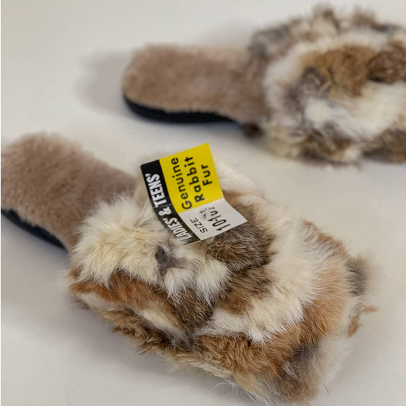 70s Vintage Angora Fur Slippers Deadstock with tags 8.5/9w - Picture 3 of 7